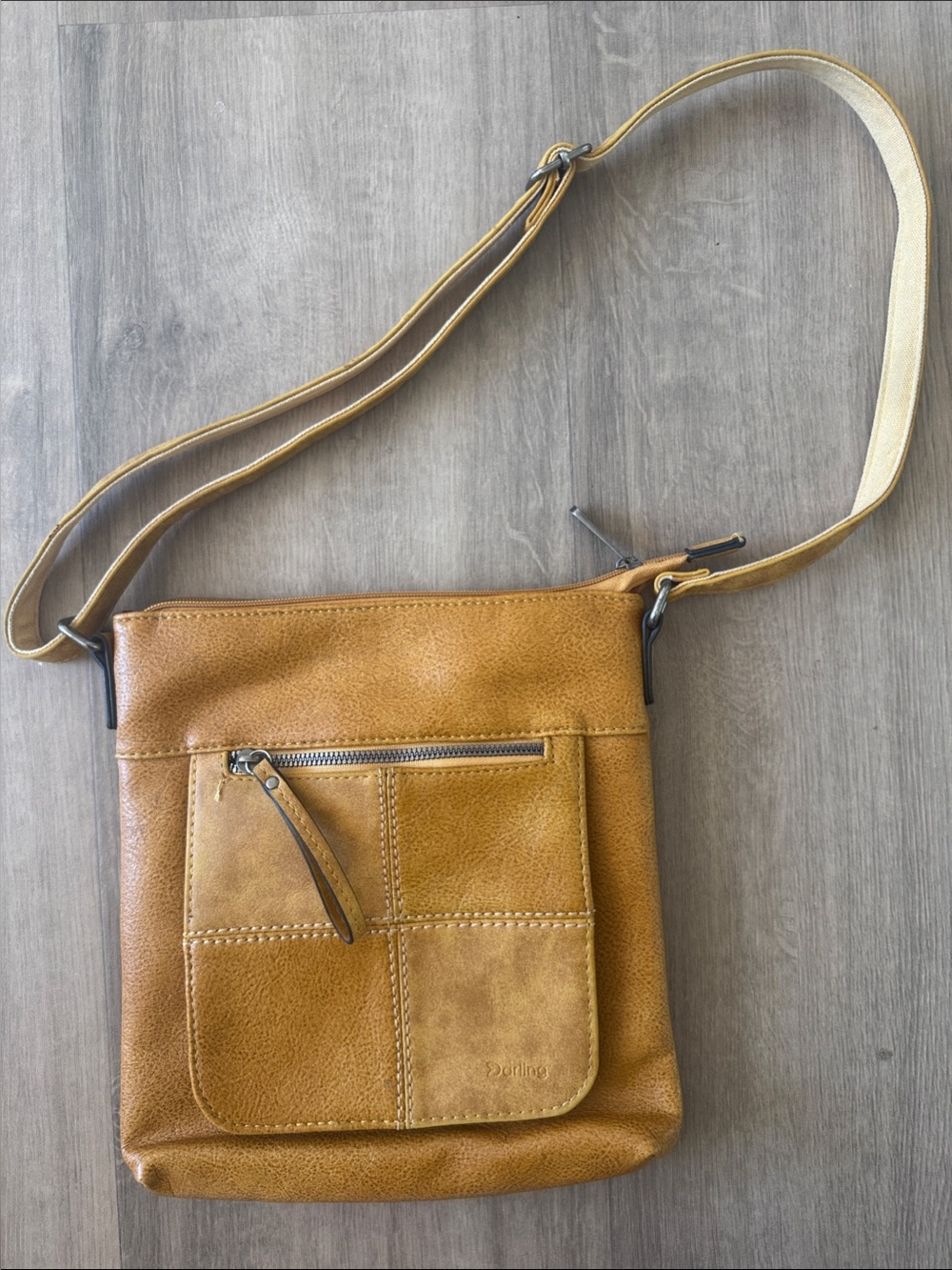 Darling Light Tan Leather-Look Crossbody Bag